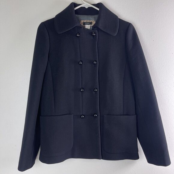 J. Crew Womens Wool Blend Peacoat Jacket Black Size 4 Old Money Y2K Preppy - Picture 1 of 9